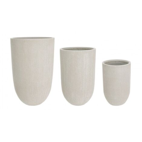 Set von 3 Vasen "Brush" weiß Fiberglas Schalen Pflanzen Blumen Garten
