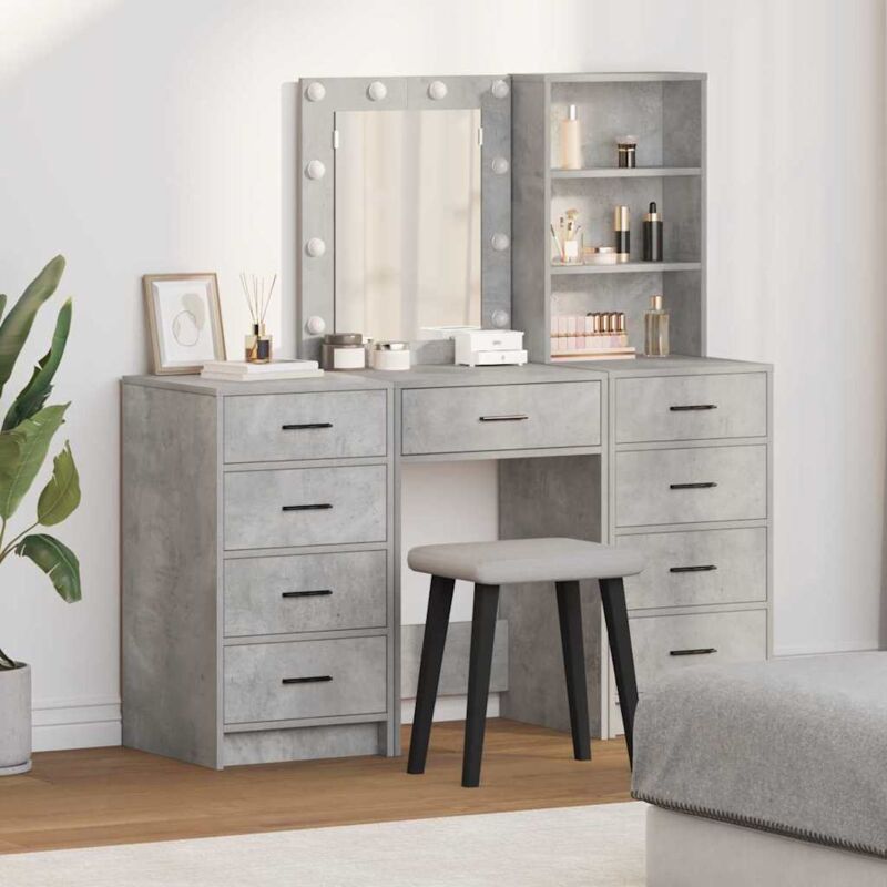 Schminktisch 3 Pcs Grau 40 X 41 X 135 Cm Holzwerkstoff Vidaxl