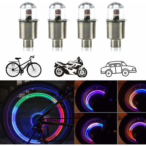 Set von 4 Autoreifen-Radventilleuchten, Fahrrad-LED-Radleuchten, wasserdichte Radventilkappen-Leuchten (bunt)
