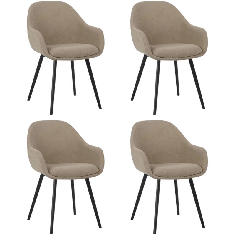 Dimehouse Set Von 4 Modernen Esszimmerstühlen Remy Aus Rippstoff Taupe -
