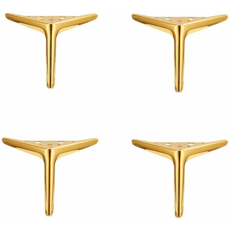 Set von 4 Möbelbeinen, kippendes Sofa -Bein, Tischbeine des Metall -Nachtfußes, für niedrige Tische, Schränke und Sofas, Gold