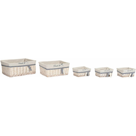 Set von 5 Polyester Baumwolle 48x38x13 Polyester Polyester Baumwolle Baumwolle mehrfarbige Familie Körbe und Kisten Details