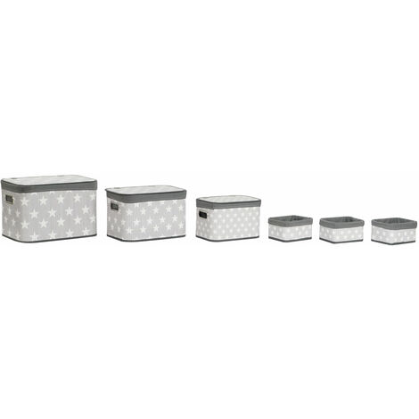 Set von 6 Bambus -Polyesterkörben 51x35x33 Polyester Bamboo Star MDF Multicolore -Farbfamilienkörbe und Boxen Details Details