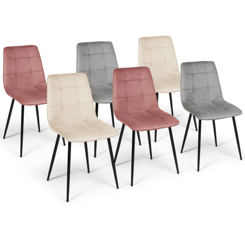 Idmarket Hellgrau Set Von 6 Stühlen Mila Mix Color Pastell Rosa X2, X2 Und Beige X2