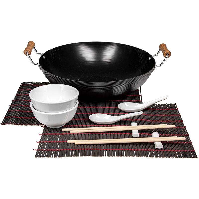 Set Wok 13 Pz Acier Carbone Diam. 32 cm
