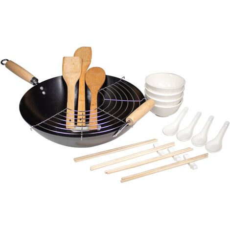 Set wok 21 pz carbon steel d.35 cm