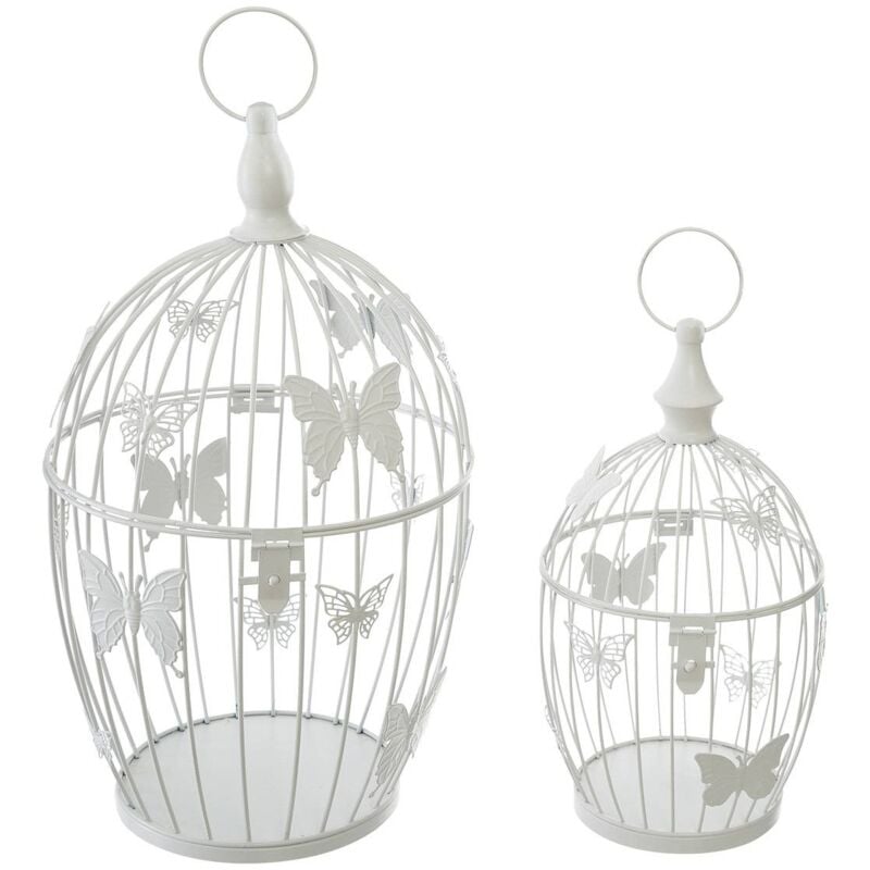 Set de 2 cages Yanna en métal blanc D17 23,5cm Atmosphera créateur d'intérieur
