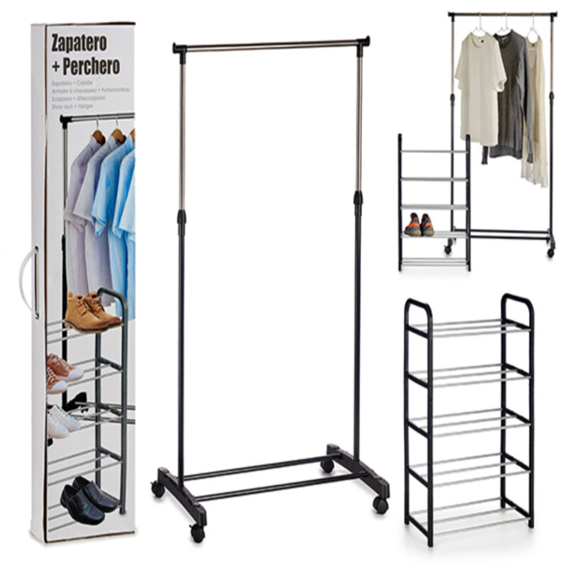 

Set Zapatero Perchero Metal Plástico (43 x 155 x 80 cm)