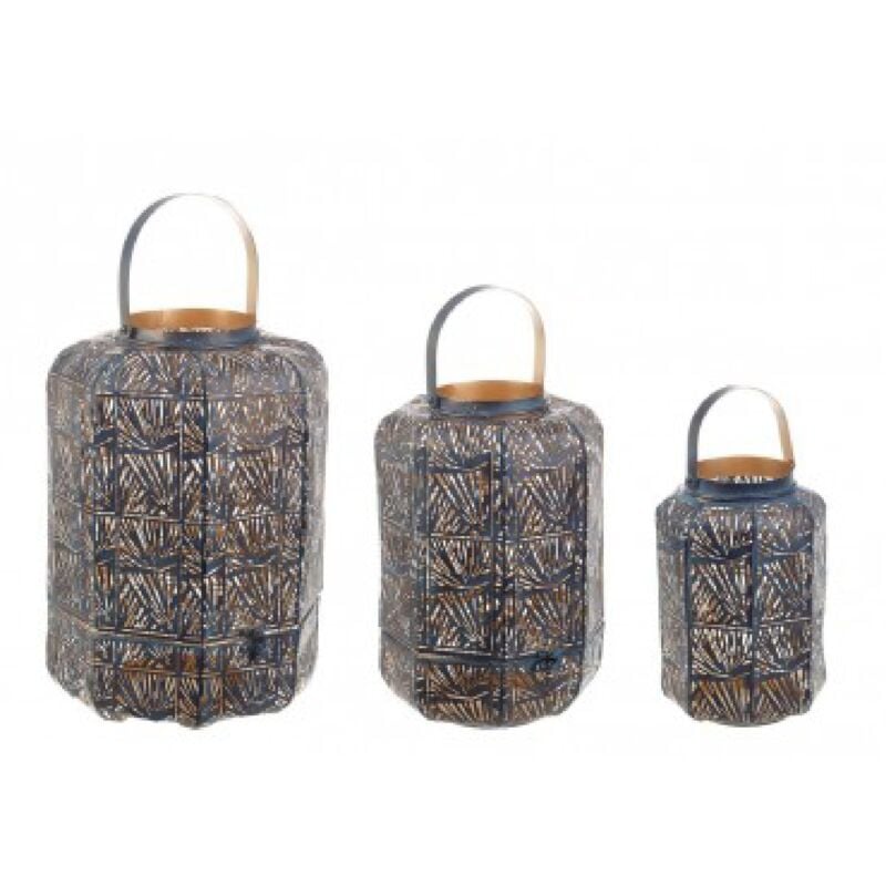 Bizzotto - Set 3 Lanterna Bomb Blu Oro - kaylie