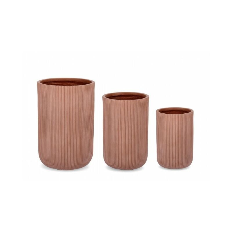 Set3 P.Vaso Côtelé à Terre Cuite
