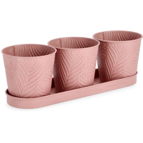 Set3 vaso benji in metallo galvanizzato vassoio 33 x 11 x h 10,6 cm -Rosa