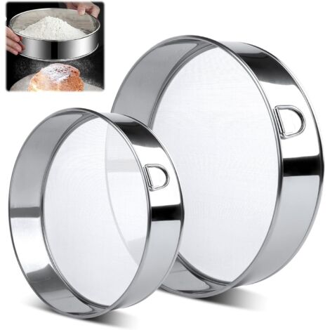 Setaccio per farina in acciaio inossidabile, 2 pezzi da 15 cm e 20 cm, setaccio per pasticceria a maglia fine, setaccio da cucina professionale per farina, zucchero, torte
