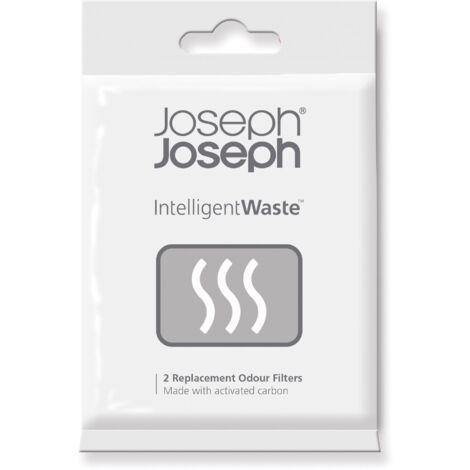 Setde 2 filtri antiodore Joseph Joseph - filtri de carbone attivo per eliminare i cattivi odori nei bidoni de rifiuti, compostaggio e riciclaggio. Dimensioni: 7 × 9,5 cm.