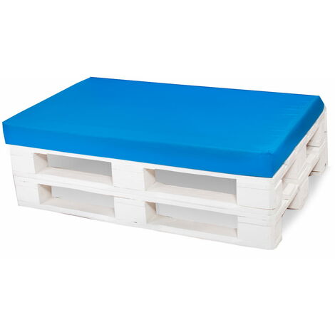 Setgarden – Coussin extérieur 120x60 cm bleu – Épaisseur 10 cm – Housse 100% polyester – Remplissage mousse anti-allergique – Pour palettes et sols