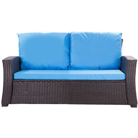 Setgarden – Coussins d'extérieur bleu 112x50x7 cm – Résine tressée – Lot de 2 coussins pour canapé de jardin – Confort optimal et entretien facile