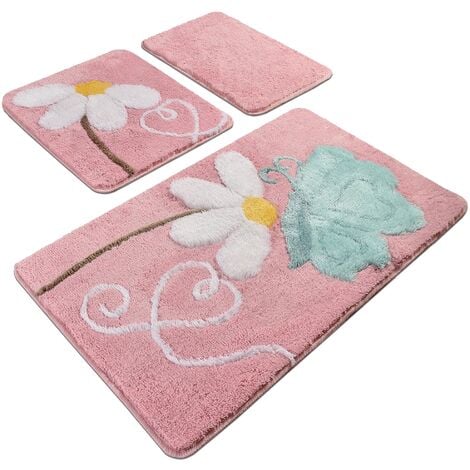 ALFOMBRA DE BAÑO DE TELA EFECTO PIEDRA 45 X 75CM ROSA 69976