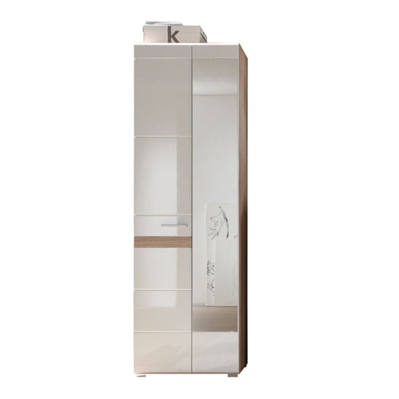 Ebuy24 - Seto Armoire 2 portes finition chêne clair, blanc brillant.