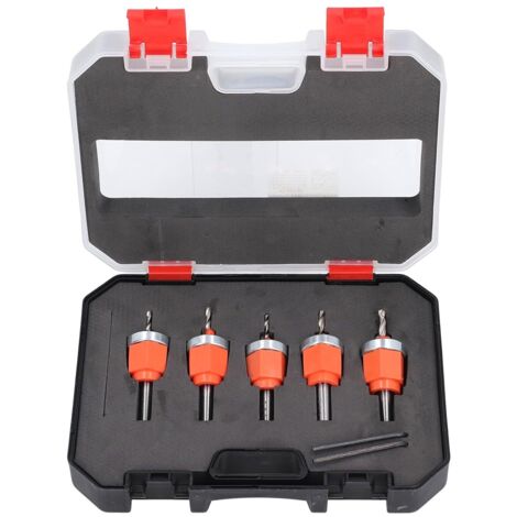 SETPENTA COUNTERSING DROY BITS SET, 5 Pièces Réglable de la Profondeur Réglable Kit d'Outils de Forage à Clé, Écrou à Vis à Bande et Outil de Bit de Forage à Boulon, Matérie
