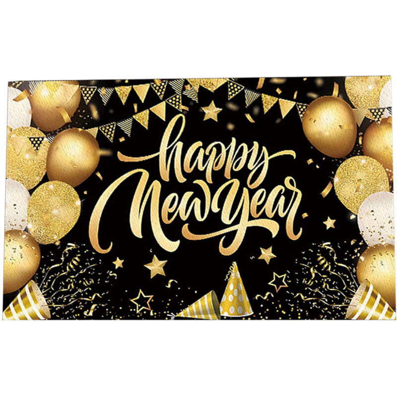 Sets de table « Bonheur du Nouvel An » en or – Élégante décoration pour vos fêtes et repas du Nouvel An.