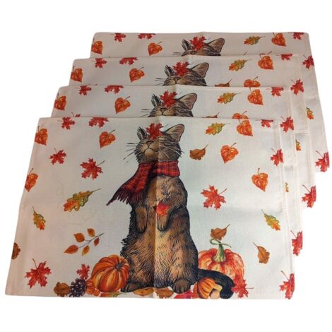 Sets de table d'automne avec un chat 30x45cm