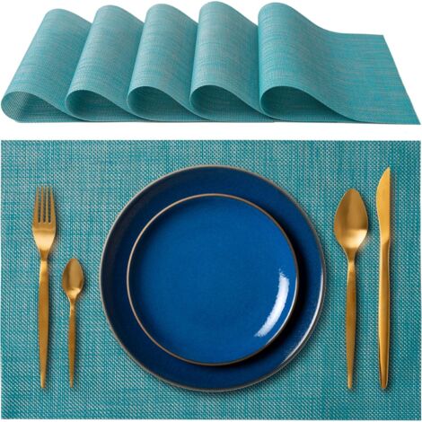 Sets de table élégants, 45 x 30 cm, adaptés au dîner, au déjeuner et au petit-déjeuner - lot de 6 - lavables, résistants à la chaleur, antidérapants et antitaches, adaptés aux tables de cuisine - couv