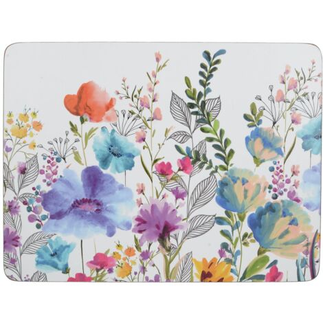 Sets de table en liège résistant aux taches – Motif floral multicolore – Dimensions 30x22.8cm – Résistance à la chaleur jusqu'à 120°C – Pack de 6 – Creative Tops