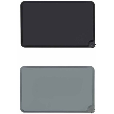 Sets de table en silicone pour animaux - Anti-éclaboussures et antidérapants - Conviennent aux gamelles de chiens et de chats - Gris/Noir - 48 x 30 cm - Lot de 2