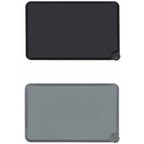Sets de table en silicone pour animaux - Anti-éclaboussures et antidérapants - Conviennent aux gamelles de chiens et de chats - Gris/Noir - 48 x 30 cm - Lot de 2