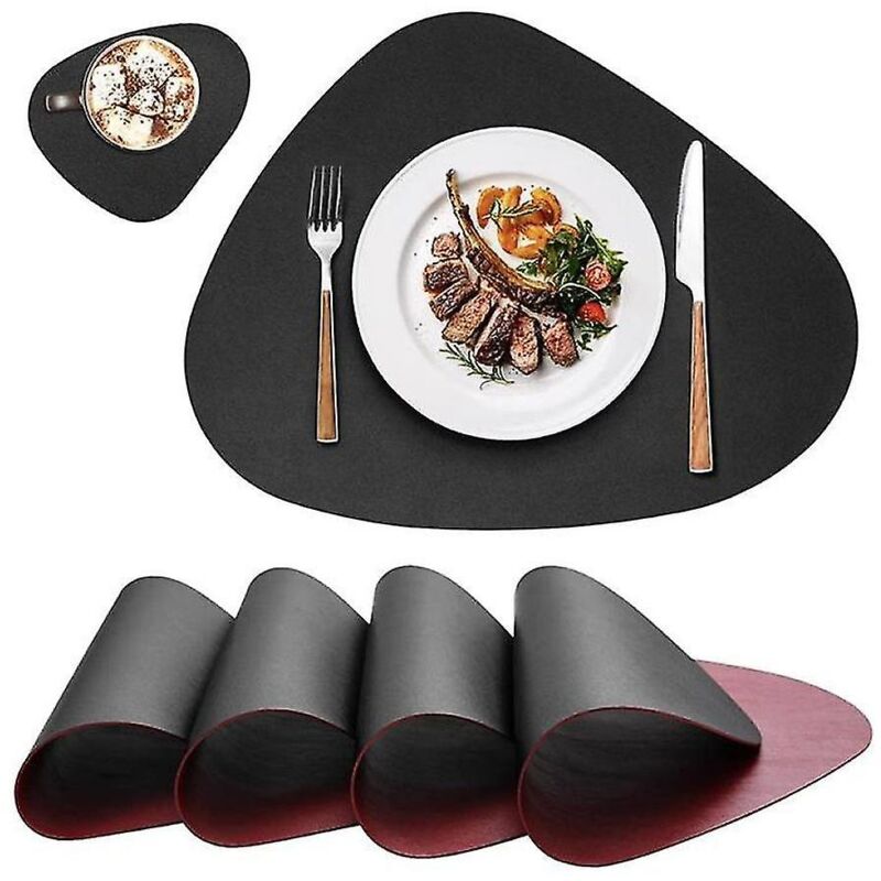 Fei Yu - Sets de table et sous-verres 4 ensembles, sets de table, noir + rouge