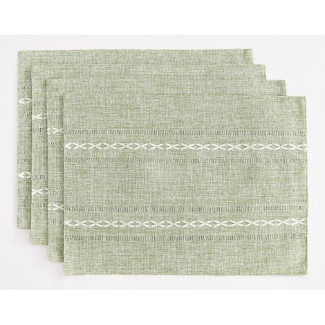 Sets de table lavables de style américain, 3050cm, ensemble de 4 pièces, sets de table réutilisables en coton et lin, résistants à la chaleur et durables, adaptés aux cuisines et salles à manger (vert