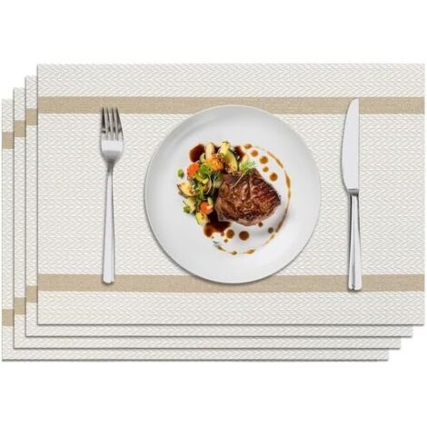 Sets de table lavables, ensemble de 4 sets de table en PVC résistant à la chaleur, antidérapants, parfaits pour les cuisines lors des fêtes de Noël. - Couverts non inclus.