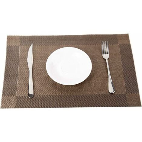 Sets de Table lavables PVC Napperons ,Napperon Rectangulaire Papier Antidérapants Anti Usure Résistant à la Chaleur Décoration Placemats(Marron)