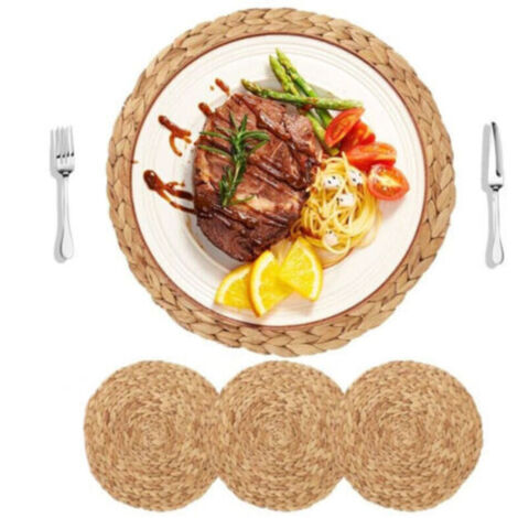 Sets de table Lot de 4 sets de table ronds en jacinthe d'eau naturelle, avec caractéristiques : 4SET, 30CM, Table