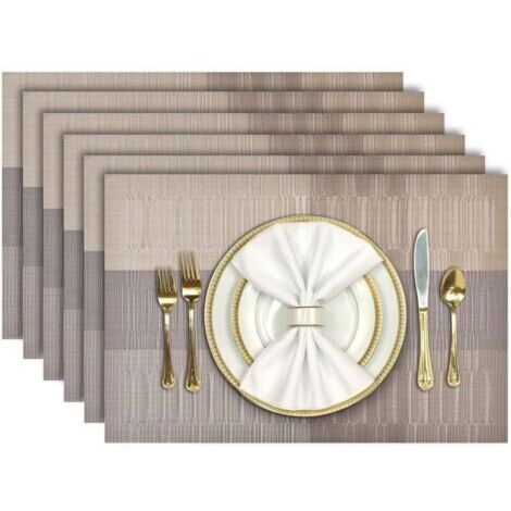 Sets de table, lot de 6 sets de table lavables et antidérapants en PVC, résistants à la chaleur et à l'usure, faciles à nettoyer, 45 cm x 30 cm