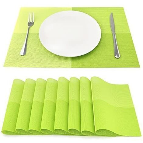 Sets de Table -  - Lot de 8 - Vinyle Résistant - 45 cm x 30 cm - Vert