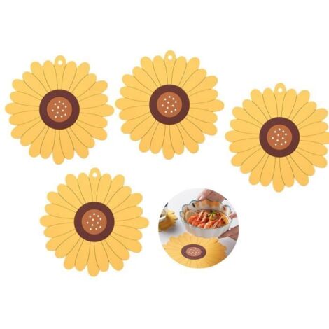 Sets de Table - Napperon Antidérapant - Forme de Fleur de Soleil - Lavable - 19.5x19.5cm