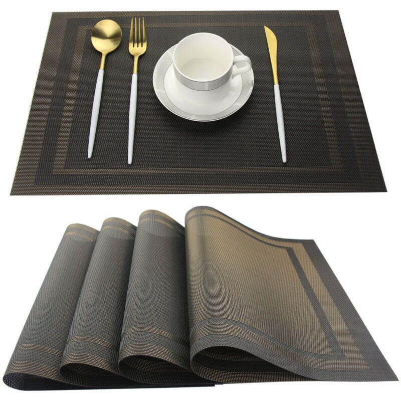 Sets de Table PVC Antidérapant Lavable Résiste à la Chaleur Rectangulaire Vinyle Set de Table pour Restaurant, Table à Manger en Cuisine ou Salle à