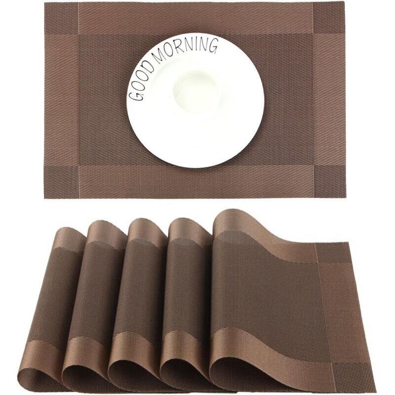 Sets de Table PVC Antidérapant Lavable Résiste à la Chaleur Rectangulaire Vinyle Set de Table pour Restaurant, Table à Manger en Cuisine ou Salle à