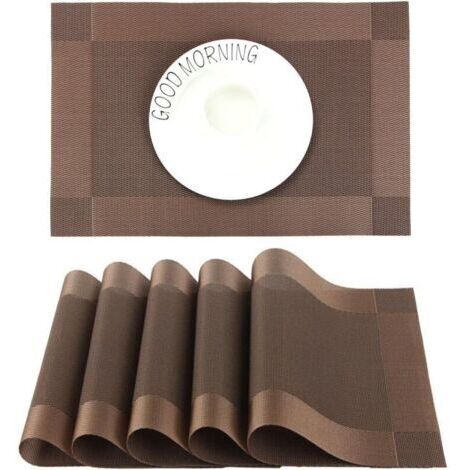Sets de Table PVC Antidérapant Lavable Résiste à la Chaleur Rectangulaire Vinyle Set de Table pour Restaurant, Table à Manger en Cuisine ou Salle à Manger, 45 x 30 CM Lot de 6