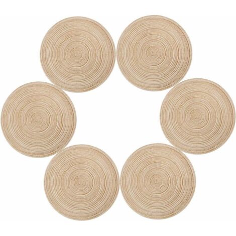 Sets de table ronds 35cm – Lot de 6 en polypropylène et coton – Résistants à la chaleur jusqu'à 70℃ – Antidérapants et lavables