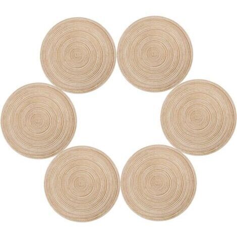 Sets de table ronds 35cm – Lot de 6 en polypropylène et coton – Résistants à la chaleur jusqu'à 70℃ – Antidérapants et lavables