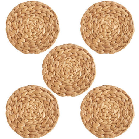 Sets de table ronds de 10 cm, lot de 5, sets de table en rotin tressé