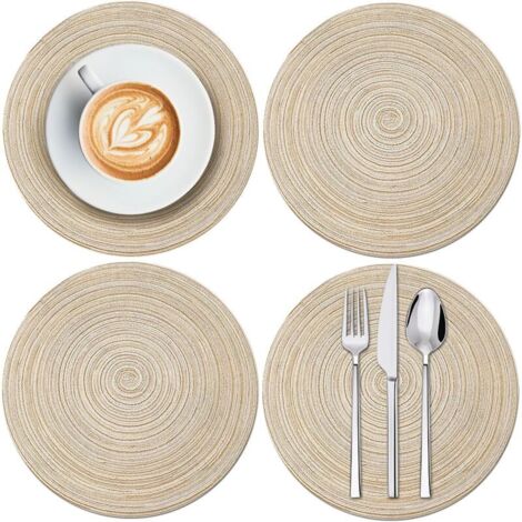 Sets de table ronds, sets de table à café, nappes, antidérapants, lavables, résistants à la chaleur, pour la décoration de table, lot de 4