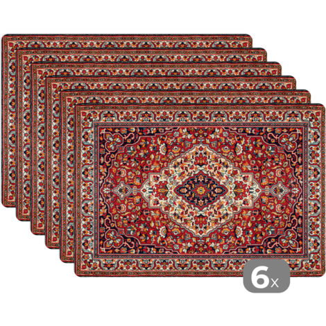 SETS DE TABLE Tapis persan - Tapis - Motifs - Rouge Lot de 6 Placemats 45x30