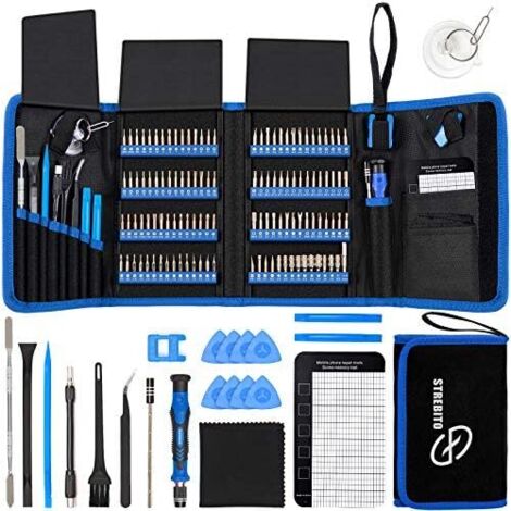 Sets de tournevis précision électroniques 142 pièces avec 120 embouts, kit d'outils réparation magnétique pour iPhone, MacBook, ordinateur, portable, PC, tablette, PS4, console jeux Bleu -