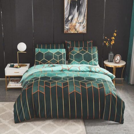Sets Housse de Couette 200x200 cm avec 2 x Taies d'oreiller 50x65 cm, Géométrique Imprimé Boho Microfibre Literie Parure de Lit Linge