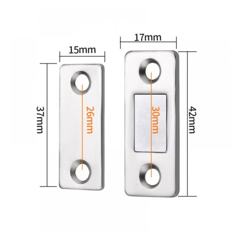 Sets Magnetic Catch Very Thin Magnetic Catches Stick On Magnet Adhesive Closure Furniture Powerful Magnet for Sliding Door Drawers Window Magnet Cabinet（42x17mm）