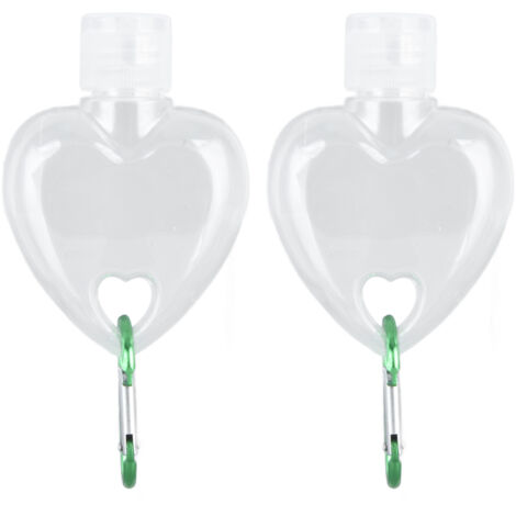 Sets mit je 50 ml Reiseflaschen mit Clipverschluss und Schlüsselanhänger, auslaufsichere, transparente Kunststoffbehälter für Flüssigkeiten, wiederbefüllbar in Herzform