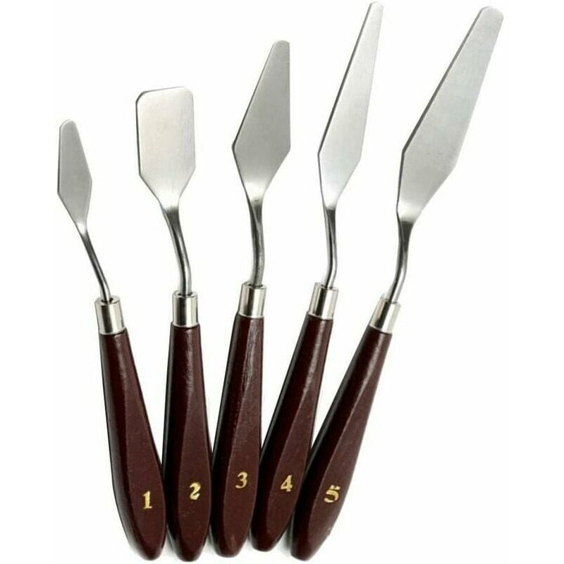 Sets of 5 stainless steel oil painting utensils, palette, knife, spatula