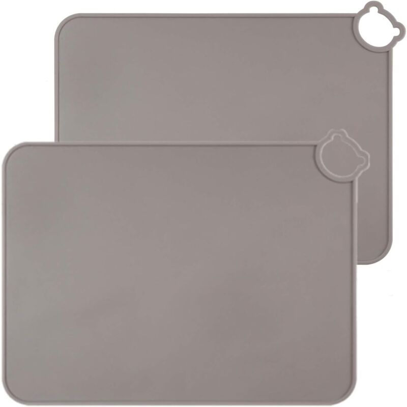 Sets table silicone bébé/enfant lot de 2, lave-vaisselle, tapis voyage portable